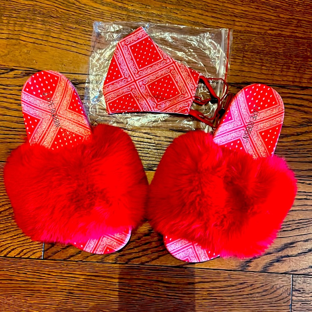 Bessie Faux Fur Bandana Sole Slides